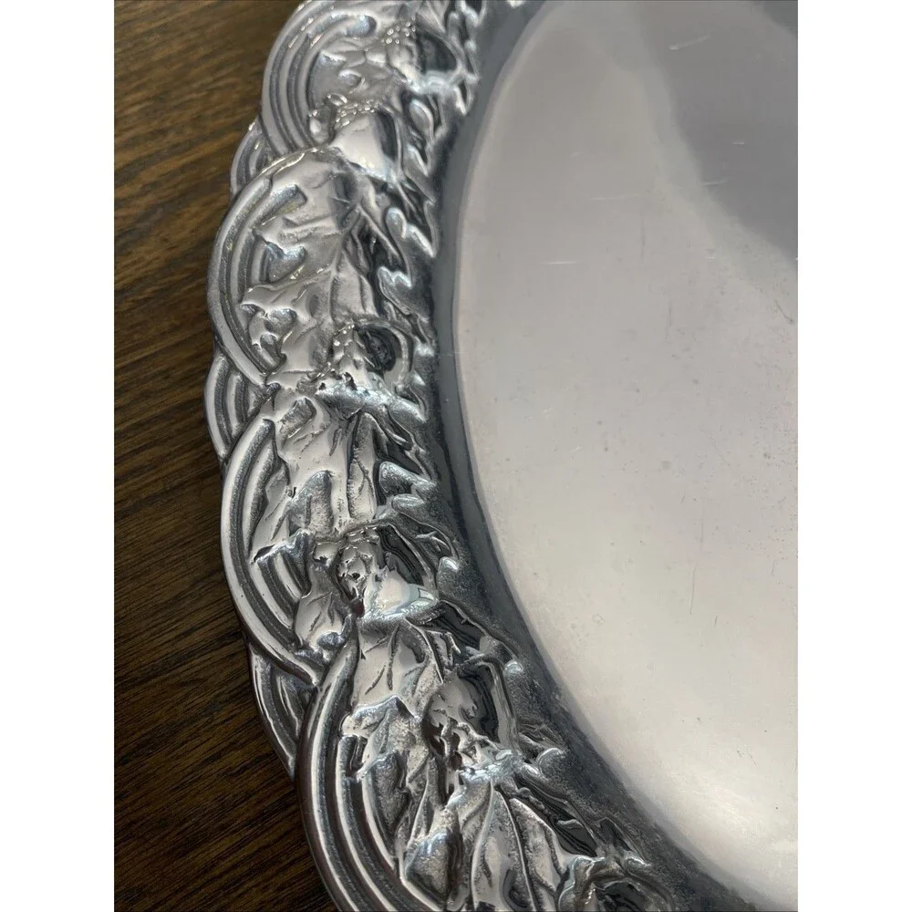 Vintage Wilton Armetale Oak Acorn Oval Serving Platter 14.5